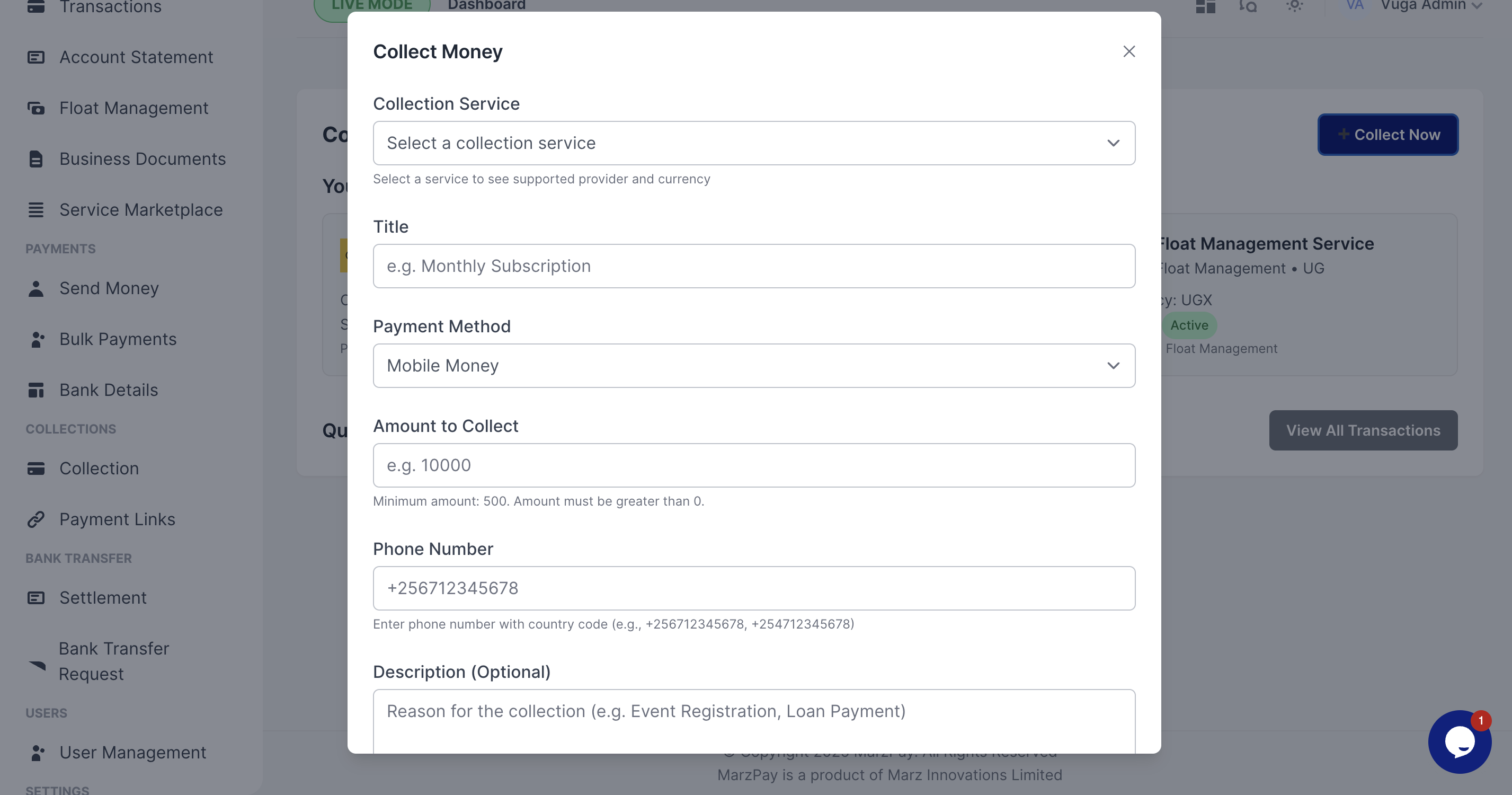 Money Collection System