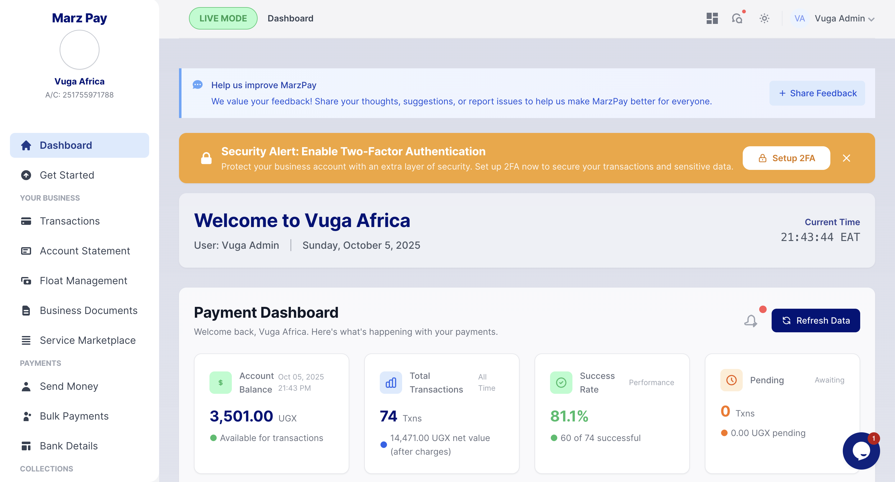MarzPay Dashboard