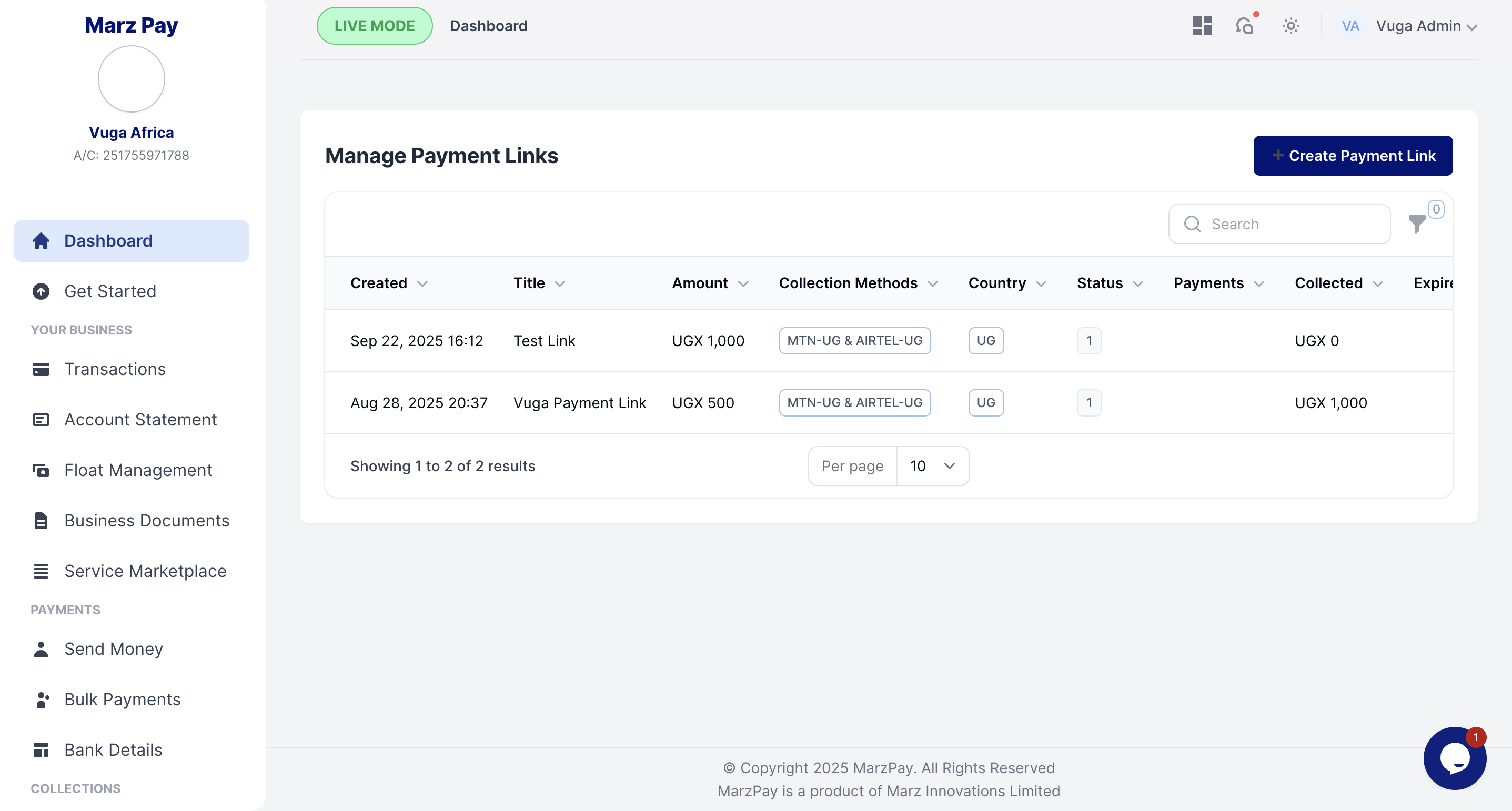 Payment Links Management