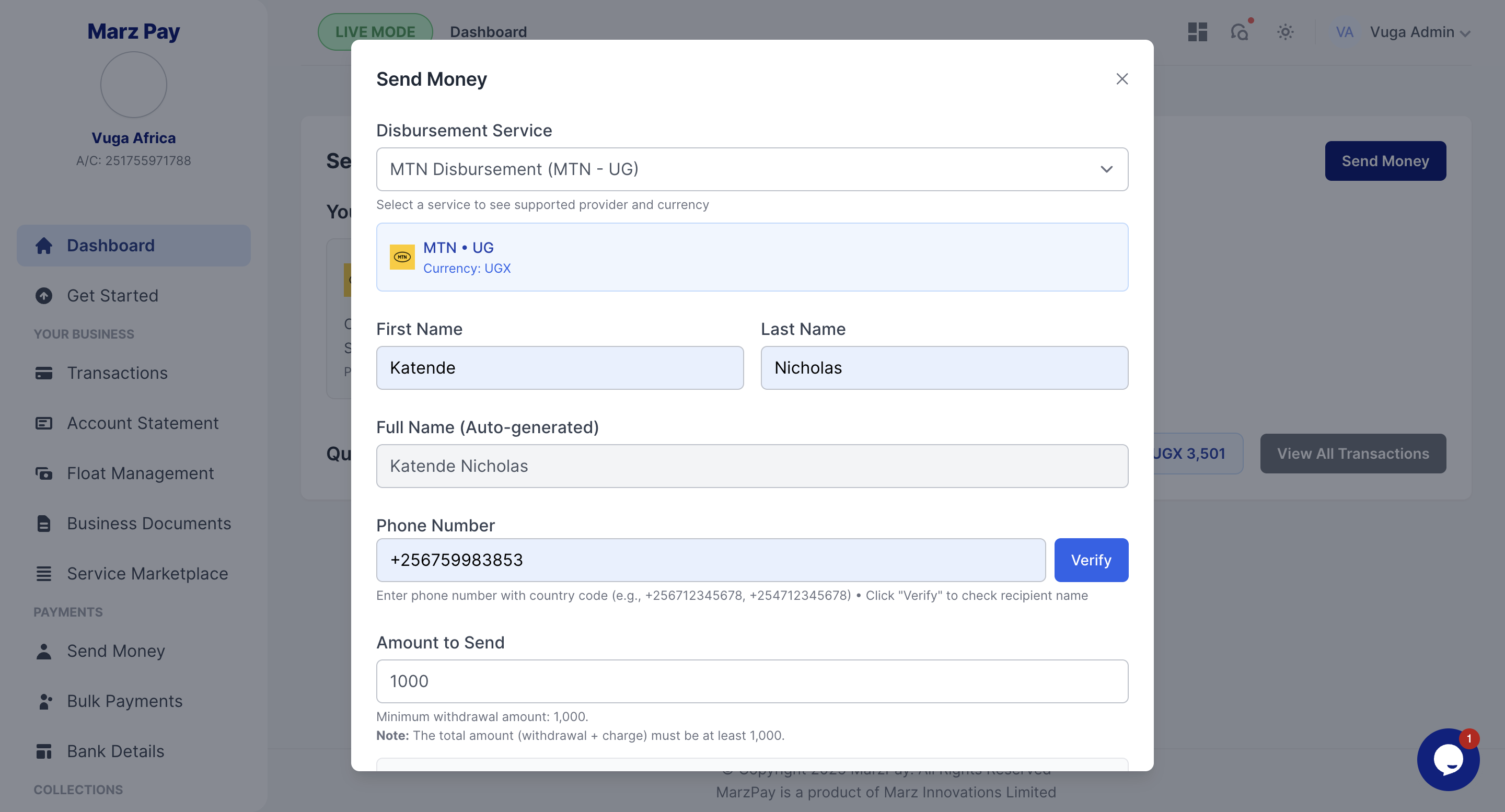 Send Money System